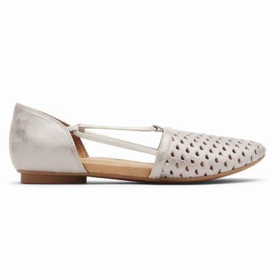 Flats Rockport Reagan Perforated Mulher Branco PT-39261